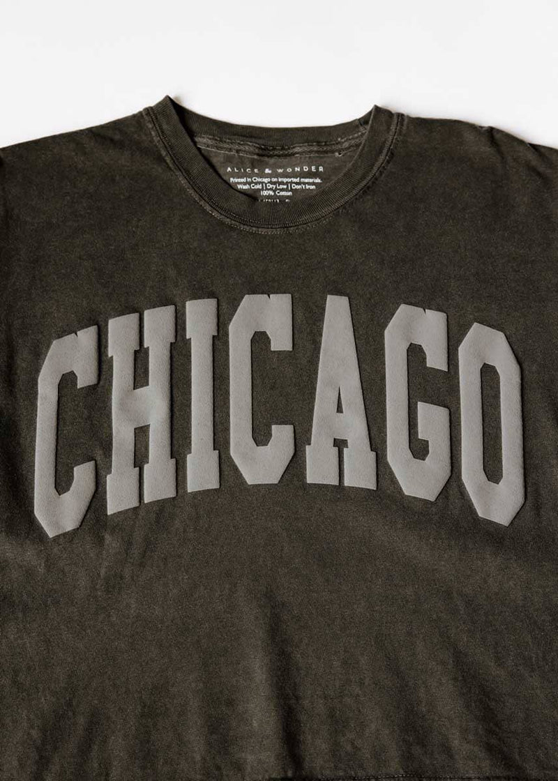 Chicago Collegiate Puff Crop Tee - Pepper