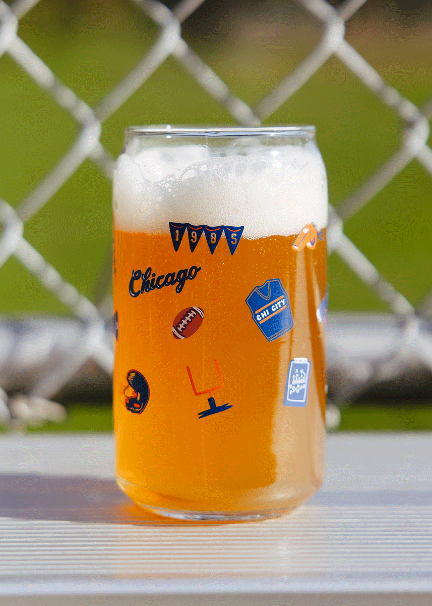 Chicago Game Day Icons Can Glass
