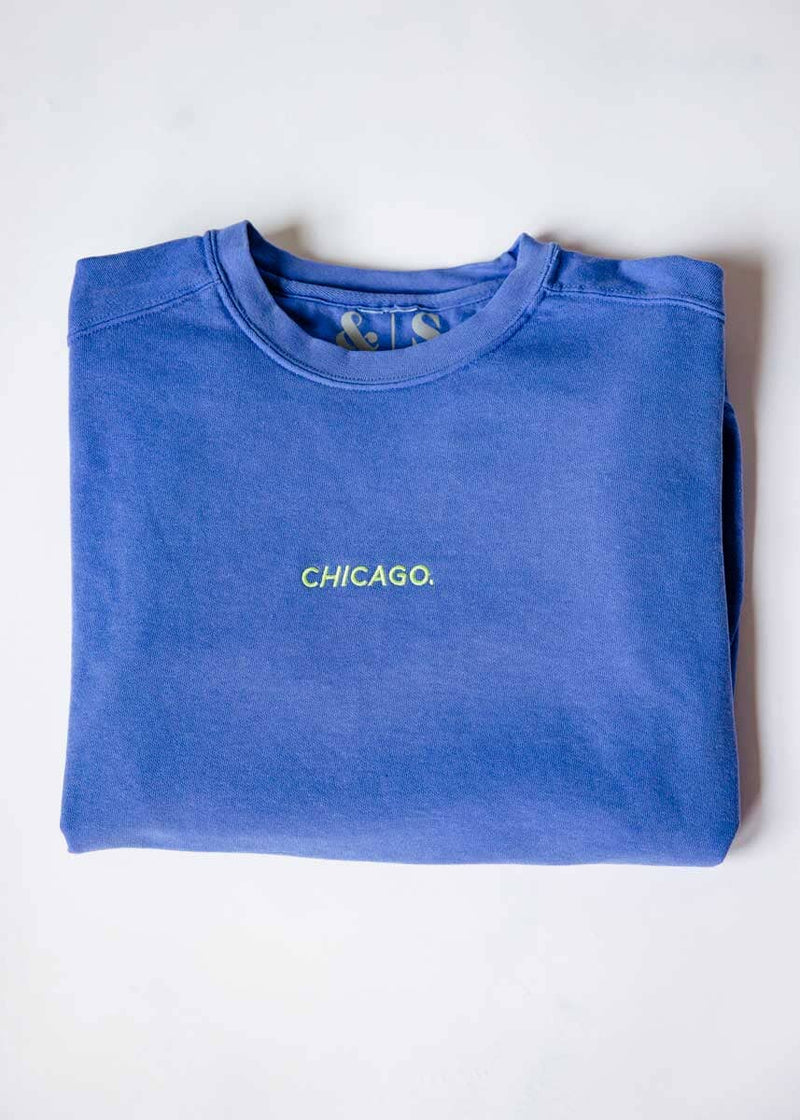 Chicago. Embroidered Crewneck – Flo Blue