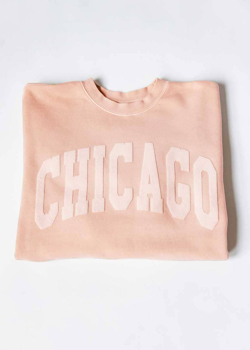 Chicago Collegiate Puff Sweatshirt - Dusty Pink