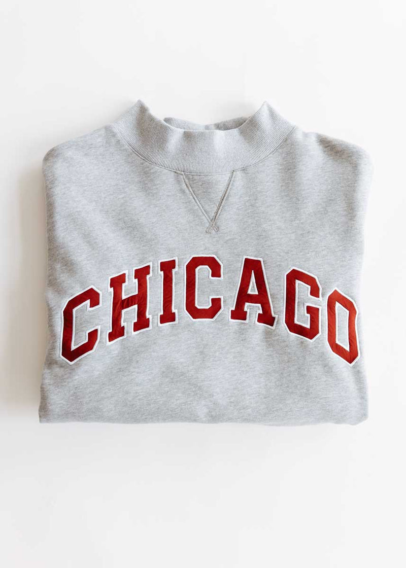 Chicago Mock Neck Sweatshirt - Heather Grey