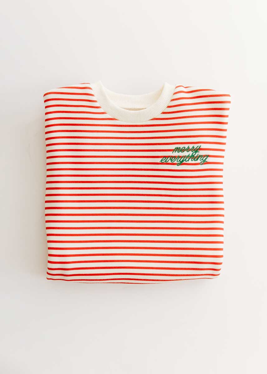 Merry Everything Striped Patch Sweatshirt