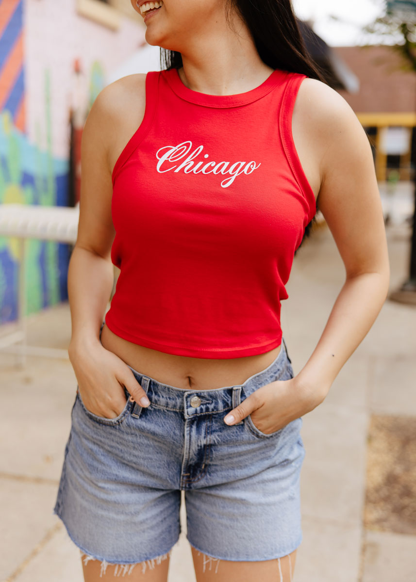 Chicago Script Racer Tank - Red