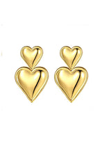 Cindy Dangle Heart Earrings - Gold