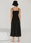 Simona Smocked Bodice Midi Dress - Black