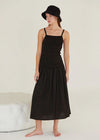 Simona Smocked Bodice Midi Dress - Black