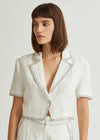 Jessie Contrast Stitch Crop Blazer - White