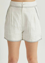 Angela Contrast Stitch Shorts - White