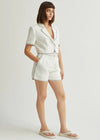 Angela Contrast Stitch Shorts - White