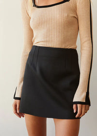 Jinny Scuba Mini Skirt - Black