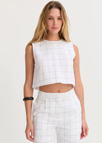 Tiana Windowpane Cropped Top - White