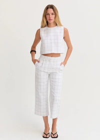 Tiana Windowpane Cropped Top - White