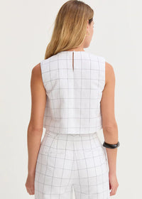 Tiana Windowpane Cropped Top - White