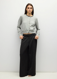 Caroline Polka Dot Cardigan - Grey & Black