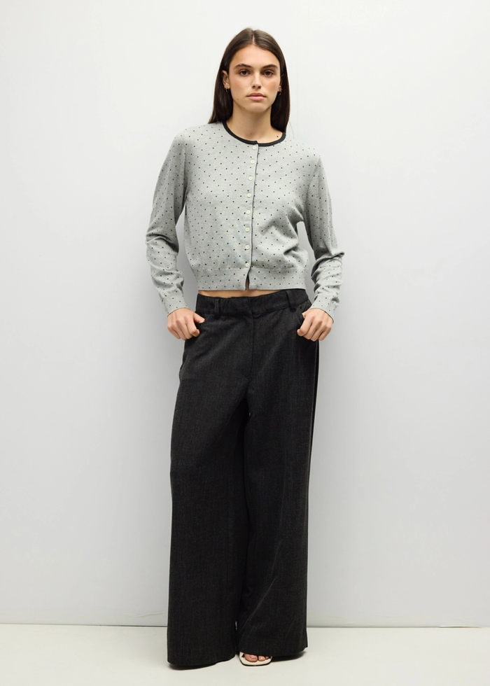 Caroline Polka Dot Cardigan - Grey & Black