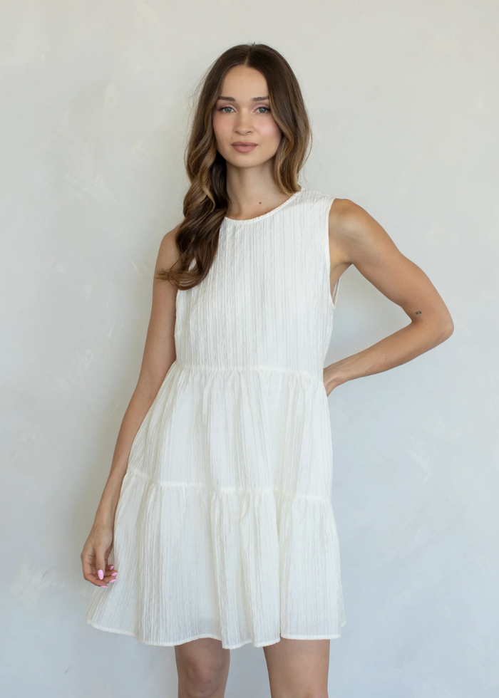Cassian Asymmetrical Tiered Mini Dress - Ivory