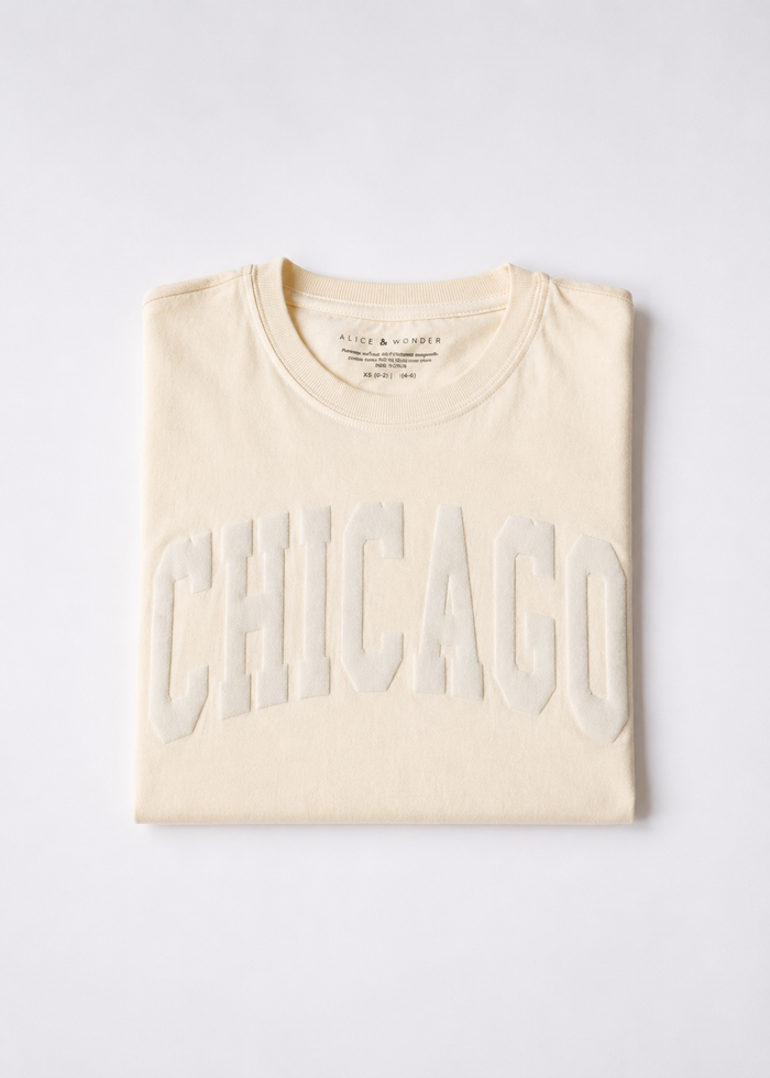 Chicago Collegiate Puff Crop Tee - Ivory