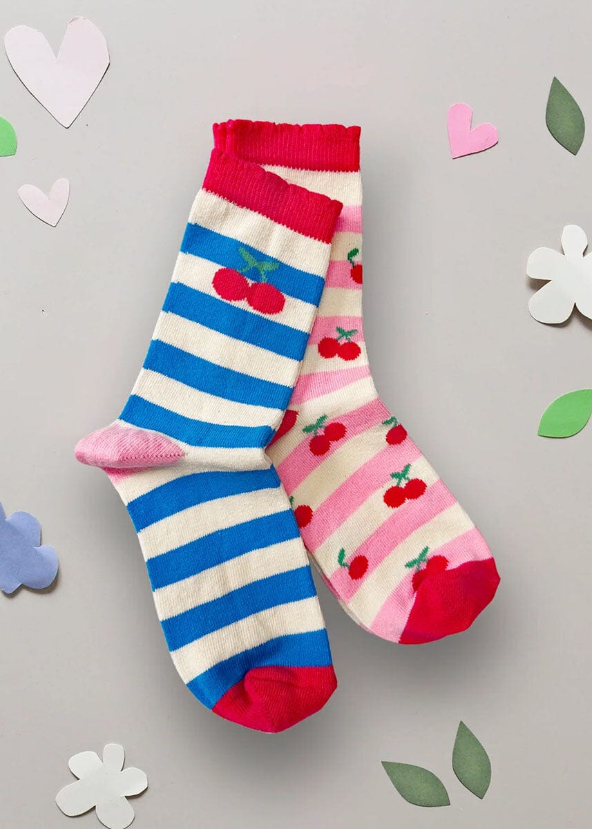 Cherry Stripe Socks (2-Pack)