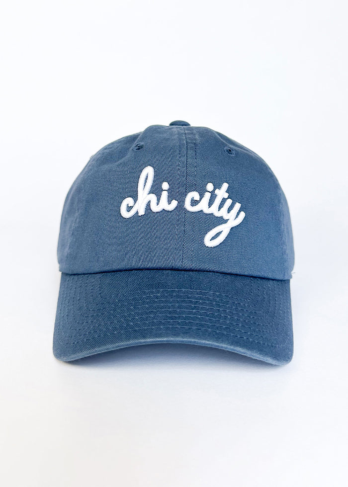 Chi City Cursive Dad Hat - Breaker Blue