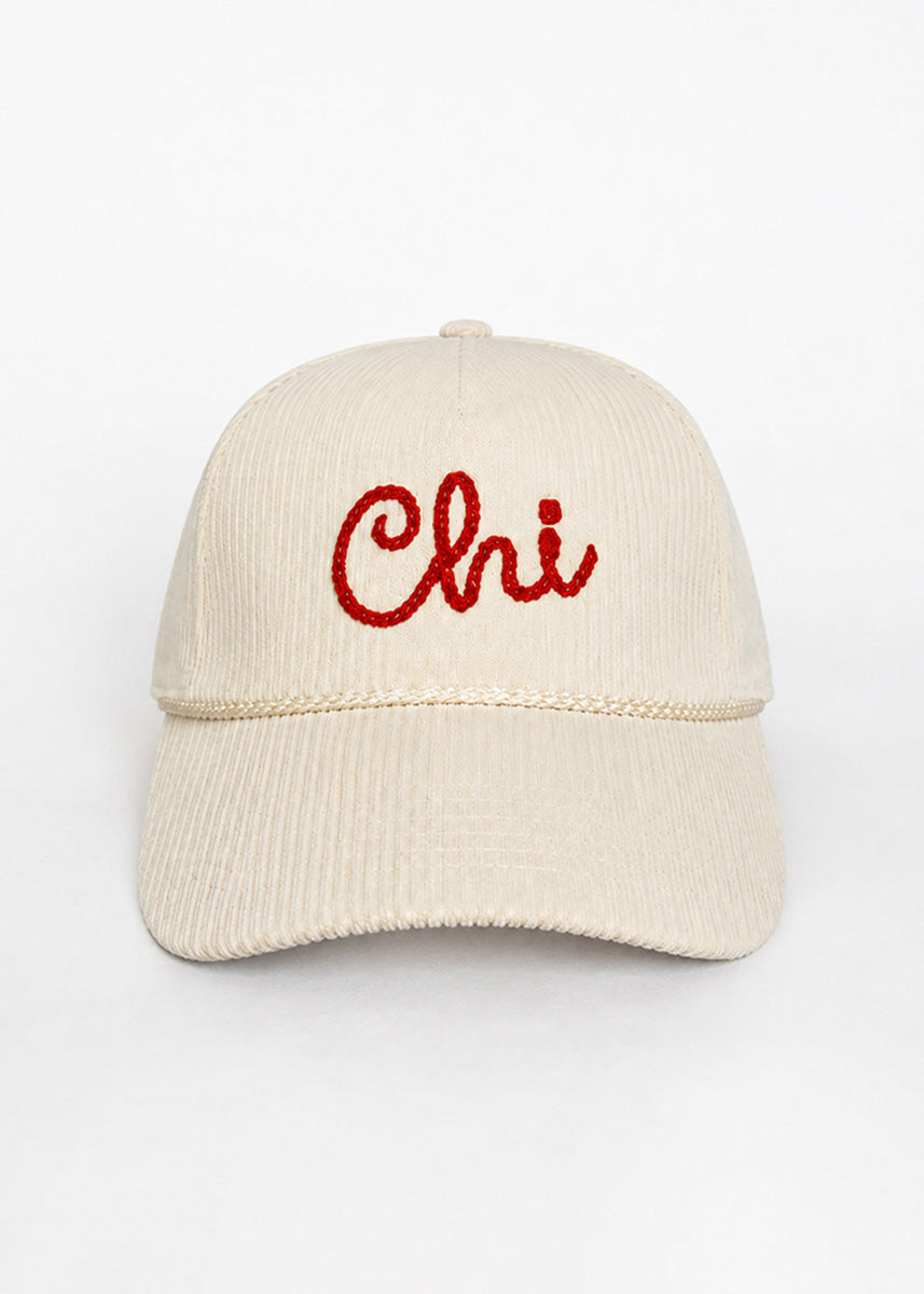 Chi Rope Wide Whale Cord Hat - Ivory