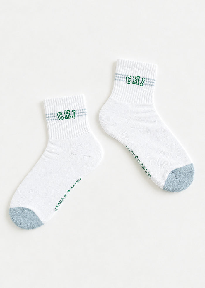 Chi Arch Stripe Crew Sock - Blue & Green