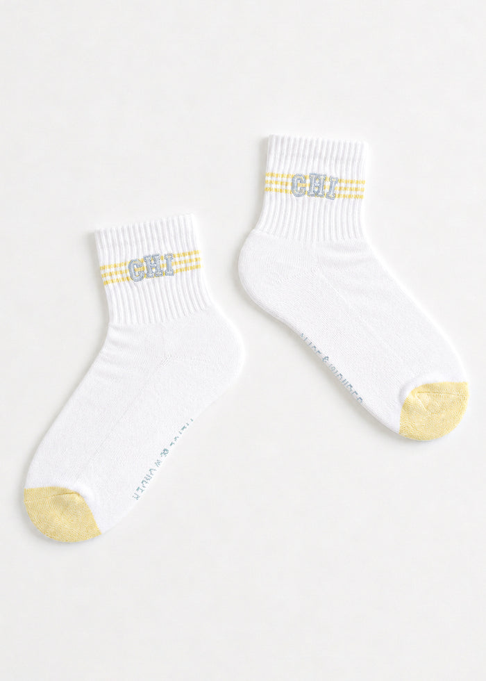 Chi Arch Stripe Crew Sock - Yellow & Blue
