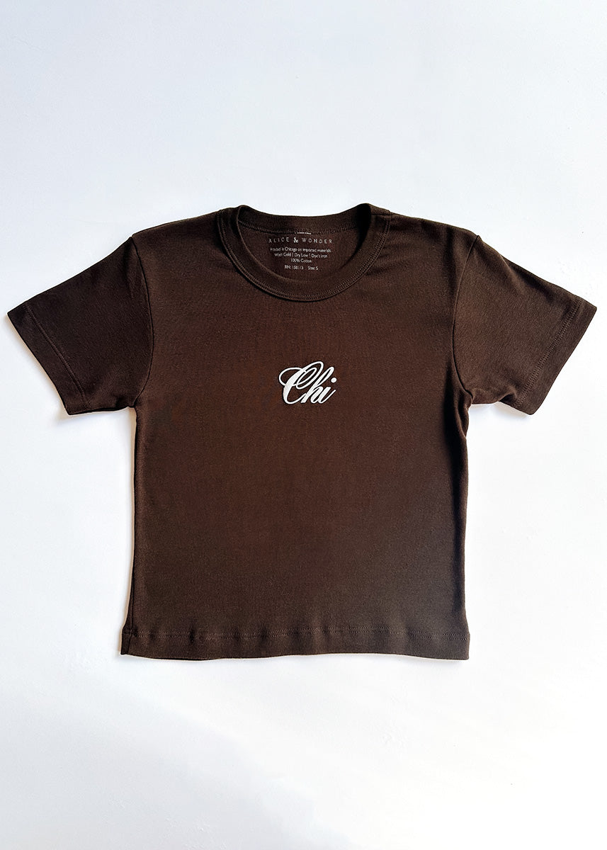 Chi Script Baby Tee - Chocolate – Alice & Wonder
