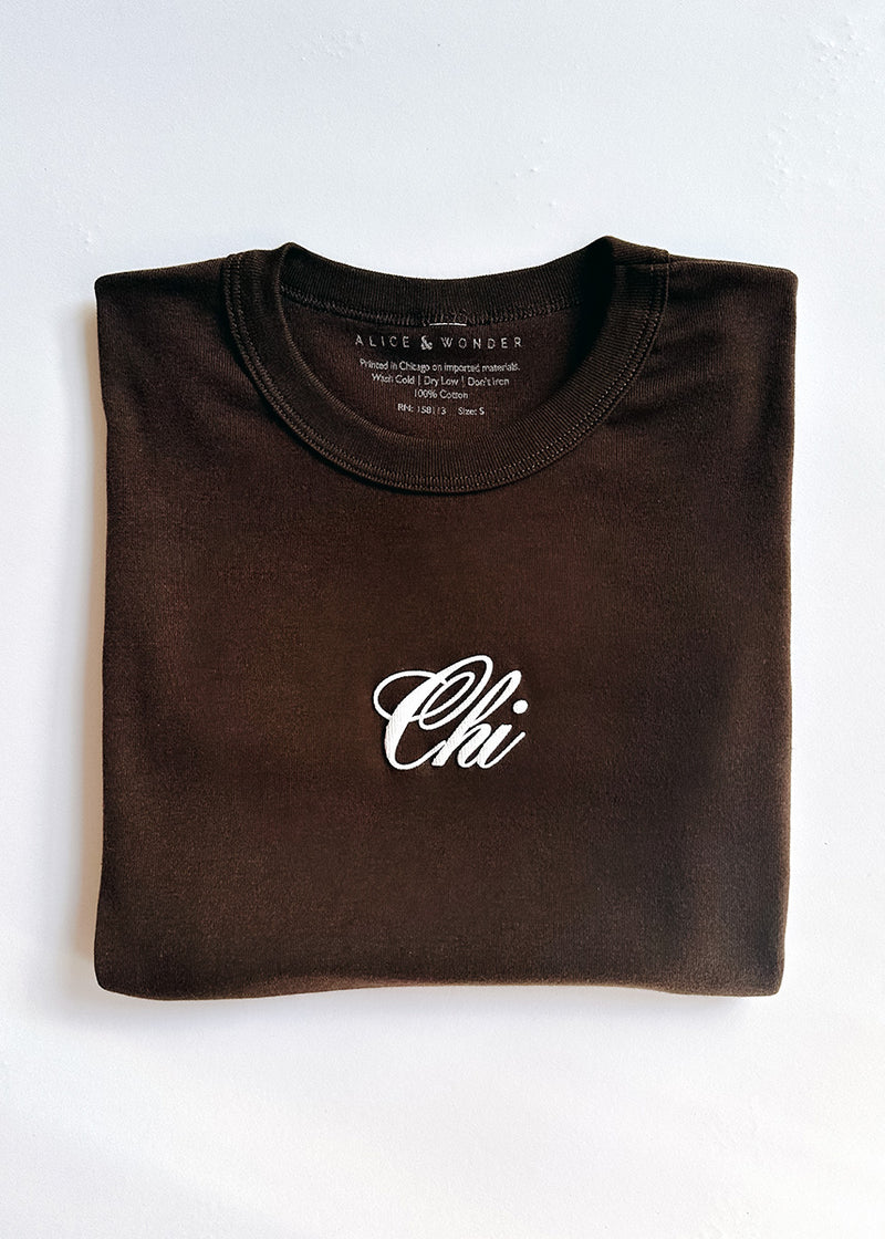 Chi Script Baby Tee - Chocolate