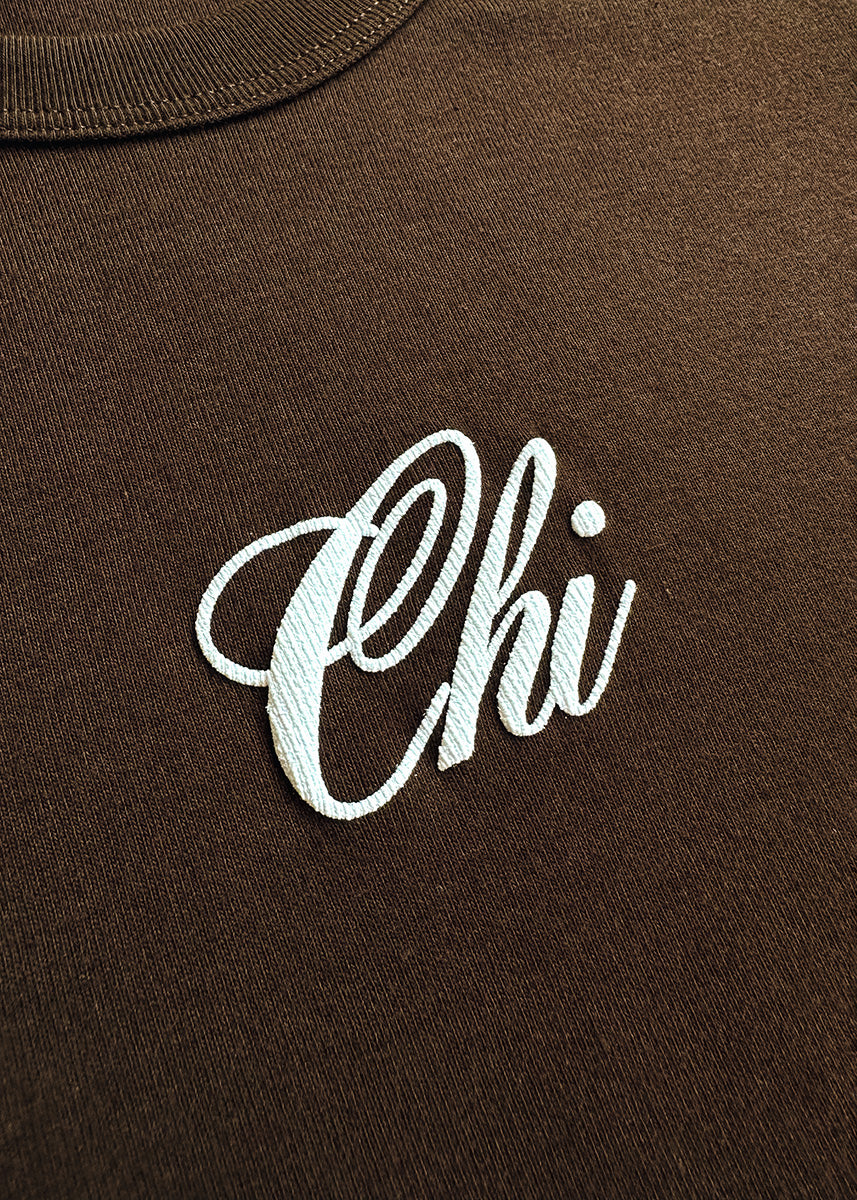 Chi Script Baby Tee - Chocolate