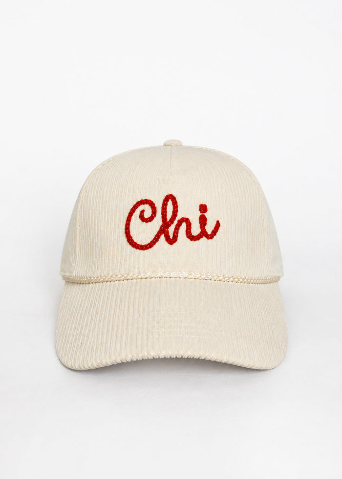 Chi Rope Wide Whale Cord Hat - Ivory
