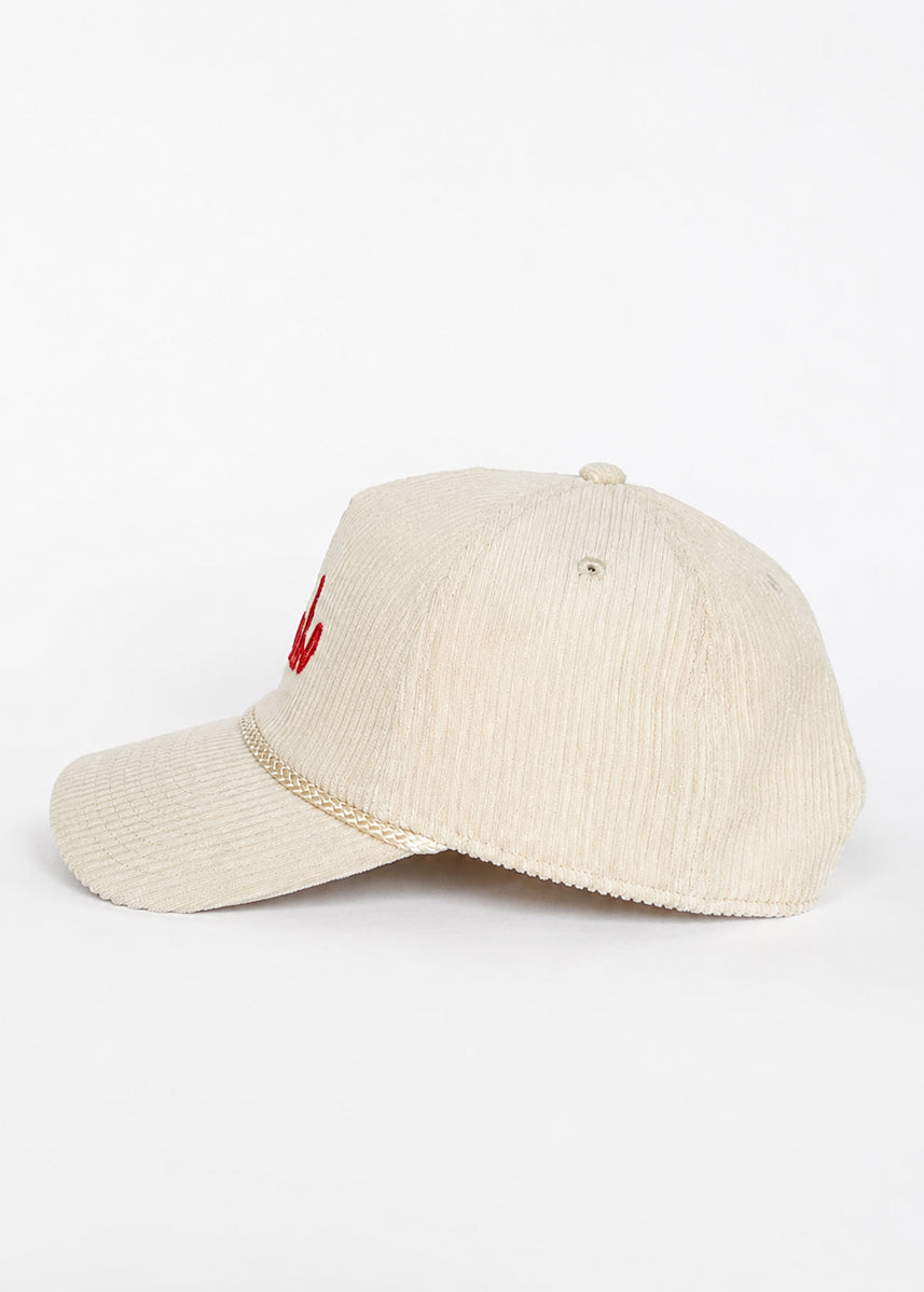 Chi Rope Wide Whale Cord Hat - Ivory