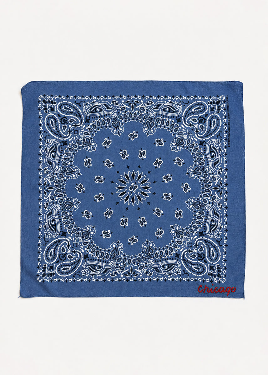 Chicago Stitch Embroidered Bandana - Chambray
