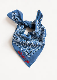 Chicago Stitch Embroidered Bandana - Chambray