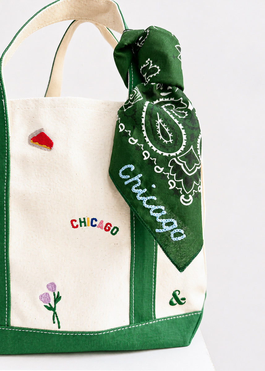 Chicago Stitch Embroidered Bandana - Hunter