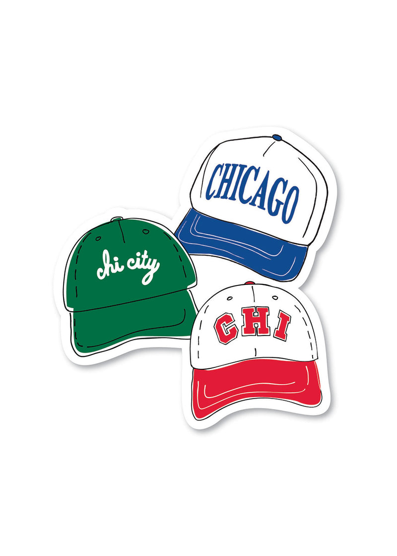 Chicago Baseball Hats Sticker