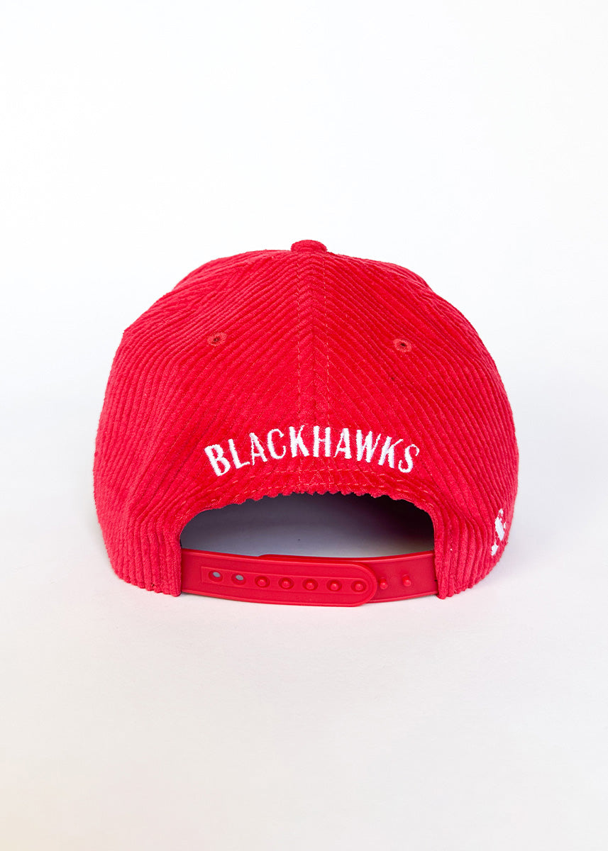 Chicago Blackhawks Wide Whale Cord Baseball Cap - Red