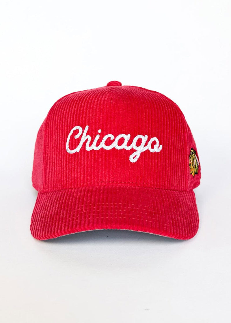 Chicago Blackhawks Wide Whale Cord Baseball Cap - Red