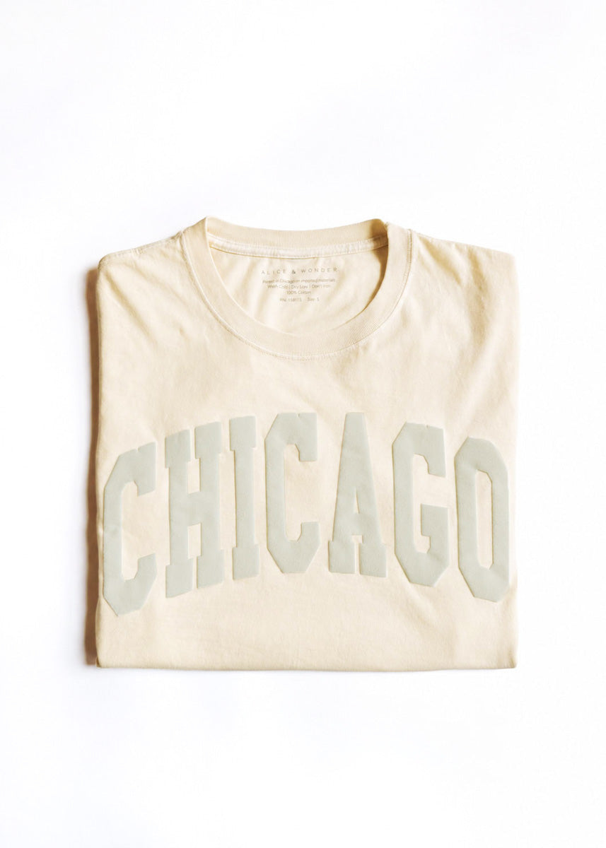 Chicago Collegiate Puff Crop Tee - Ivory
