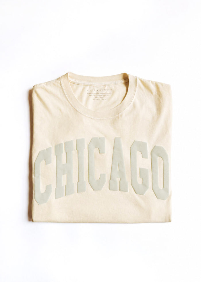 Chicago Collegiate Puff Crop Tee - Ivory