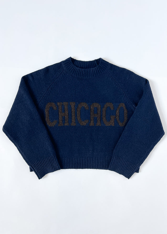 Chicago Crop Sweater - Navy