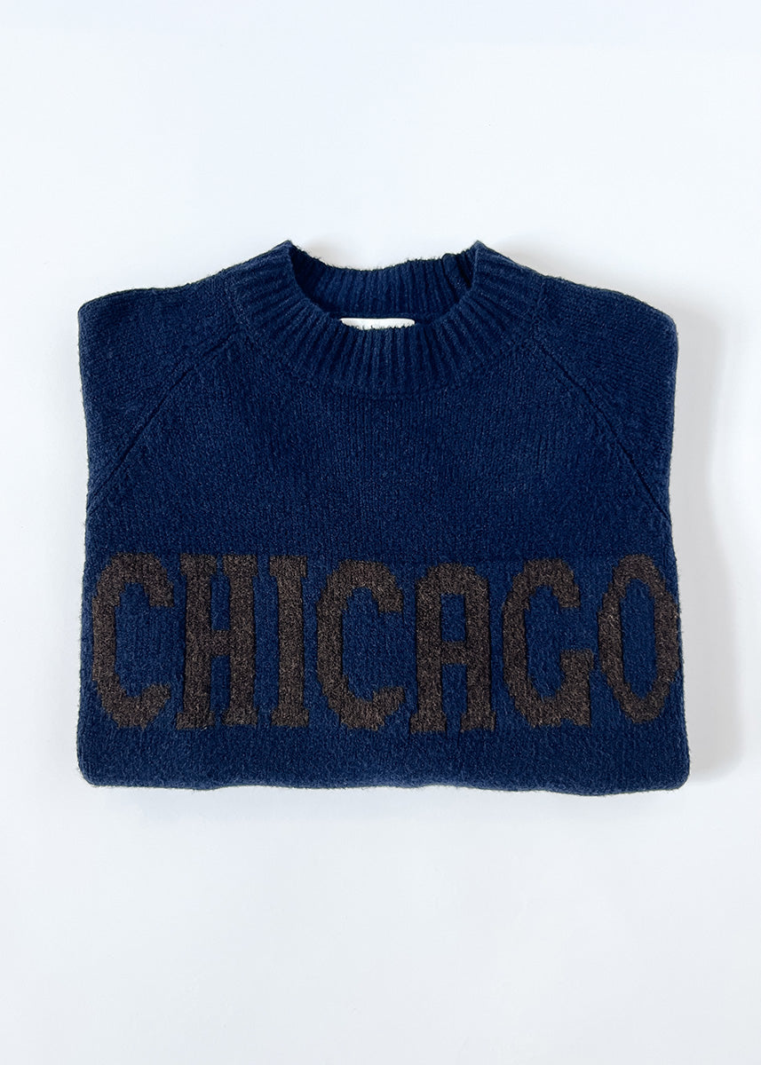 Chicago Crop Sweater - Navy