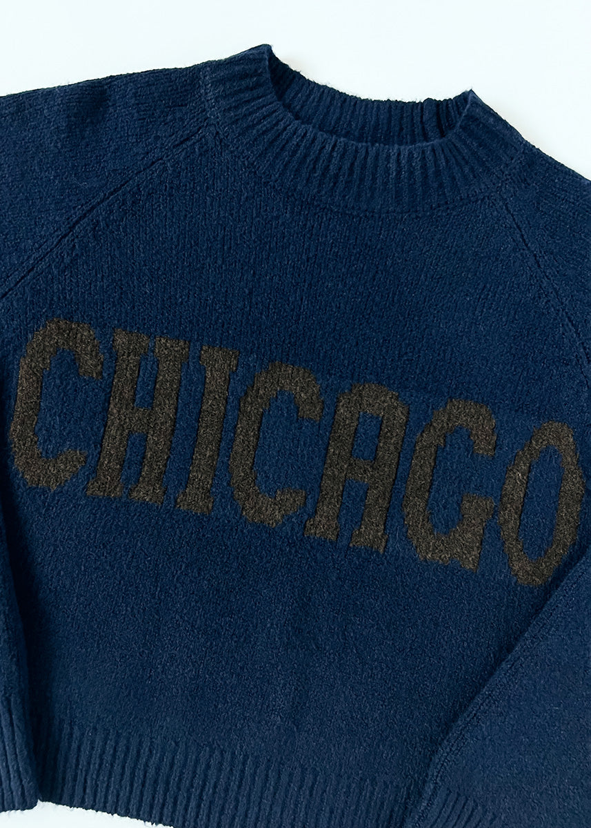 Chicago Crop Sweater - Navy