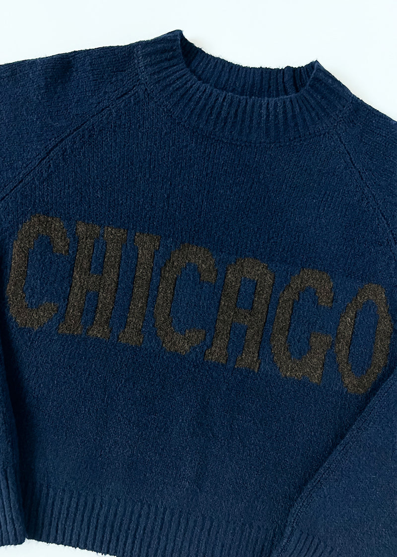 Chicago Crop Sweater - Navy