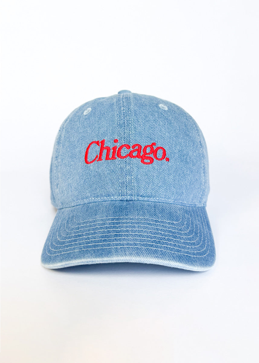 Chicago. Dad Hat - Denim & Red