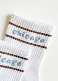 Chicago Double Stripe Crew Sock - Espresso & Blue