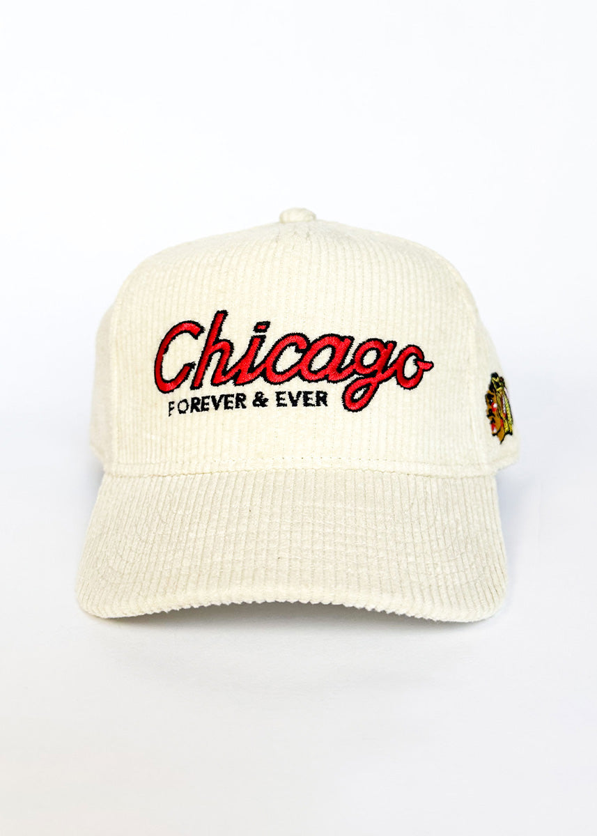 Chicago Forever Wide Whale Cord Hat - Blackhawks