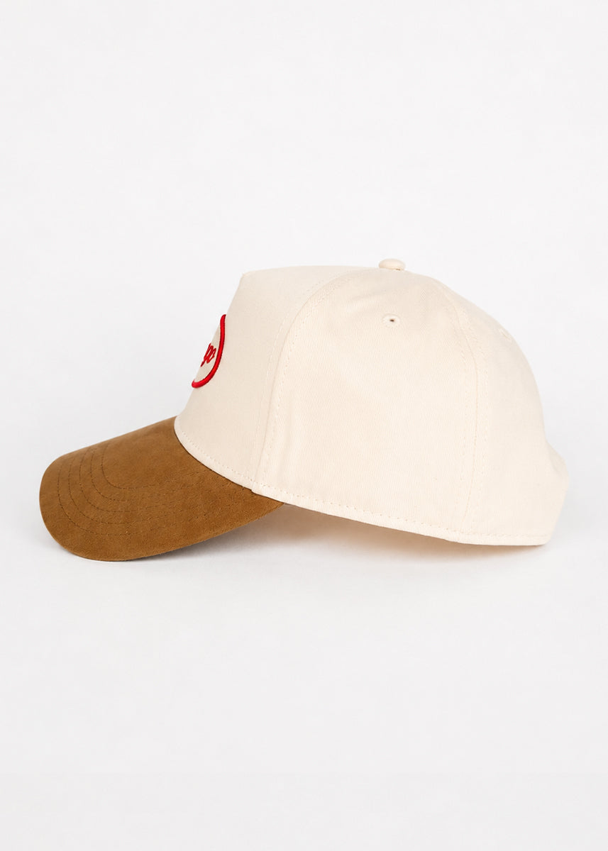 Chicago Patch Baseball Hat - Ivory & Light Brown Suede