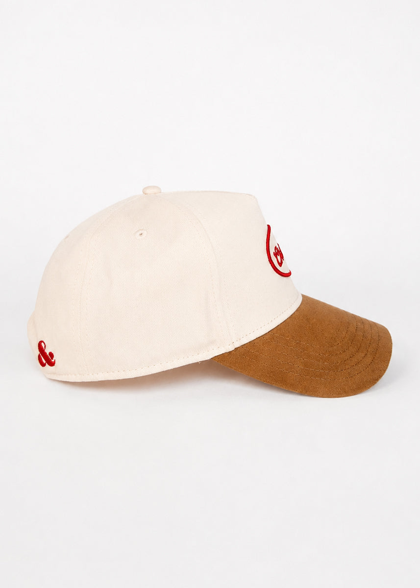 Chicago Patch Baseball Hat - Ivory & Light Brown Suede