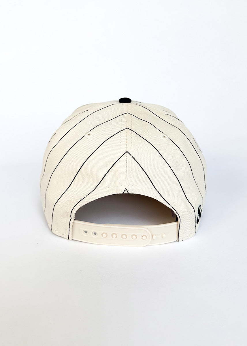 Chicago Puff Pinstripe Baseball Cap - Black