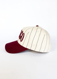 Chicago Puff Pinstripe Baseball Cap - Burgundy